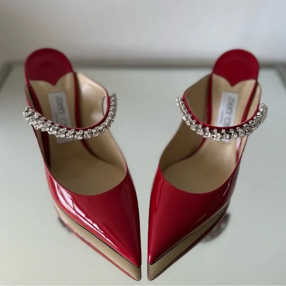 New Jimmy Choo Bing 100 Embellished High Heel Mules $1,095 37.5 - Picture 10 of 15